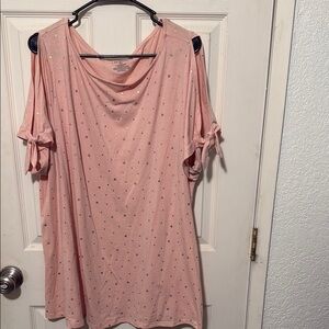 Pink Women's Top with Tie Sleeves